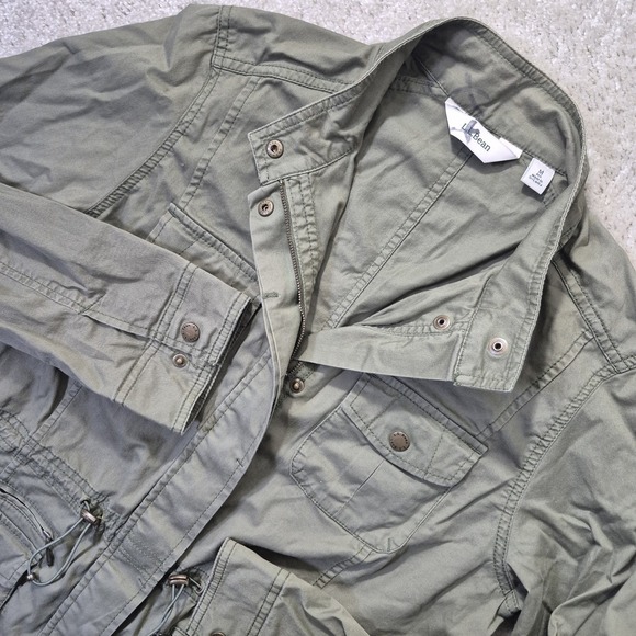 L.L. Bean Jackets & Blazers - LL Bean Utilty Jacket Womens Medium Green Cotton Zip Pockets Military Workwear